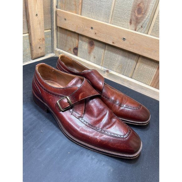 Johnston & Murphy Monk Strap Dress Shoes Antique Tone Leather 11M Sheepskin Lini main image 4